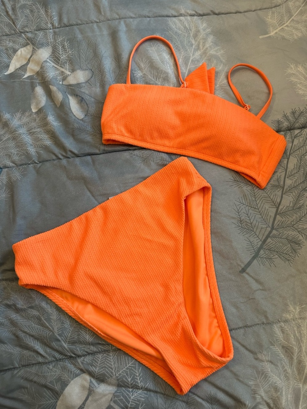 NWOT Sanctuary Orange Textured Bikini Top and Bottom Sz S - Picture 9 of 9